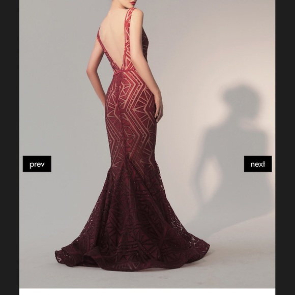 Red Nicole Bakti Prom Dress/ 2017 FW Collection. - Picture 2 of 6